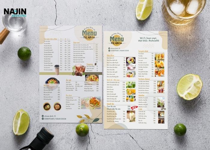 Mẫu thiết kế menu trà sữa đẹp