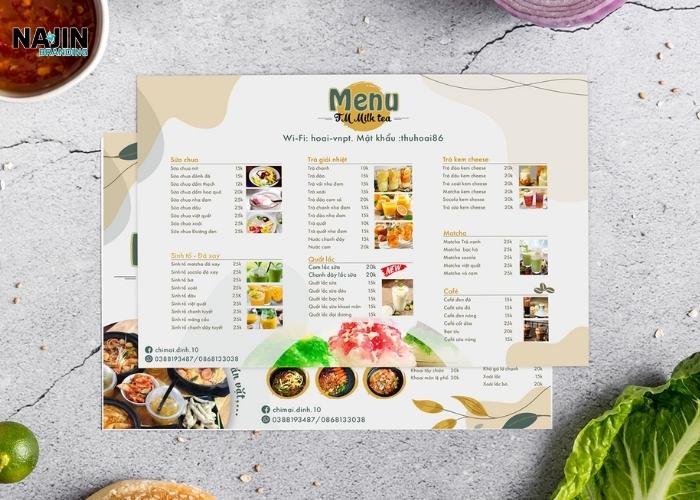 Mẫu thiết kế menu trà sữa đẹp