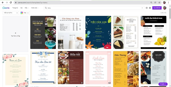 Hướng dẫn thiết kế menu trà sữa online