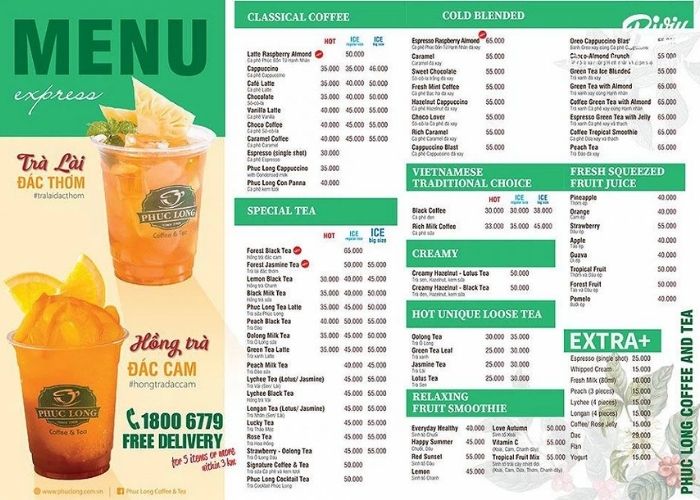 thiết kế menu quán trà sữa