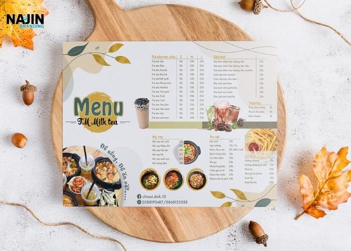 thiết kế menu trà sữa