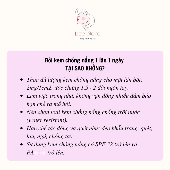 cách thoa kem chống nắng 1 ngày 1 lần
