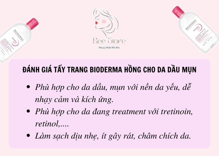 nước tẩy trang bioderma màu hồng