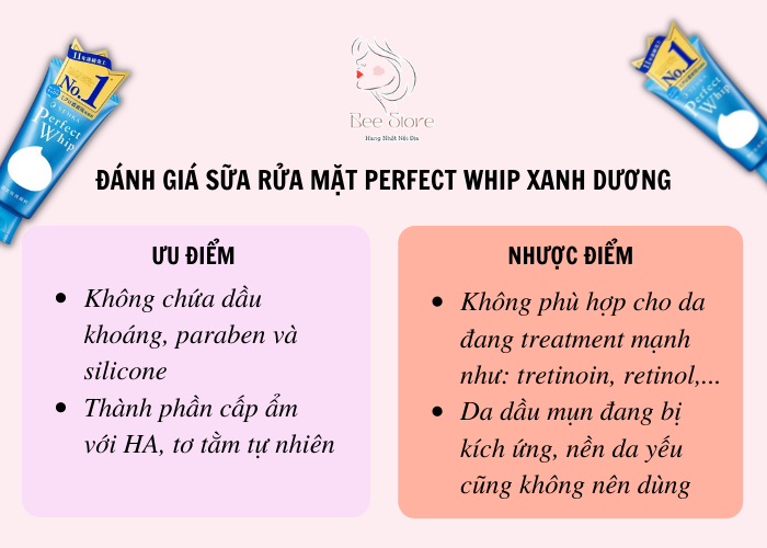 sữa rửa mặt senka perfect whip xanh dương