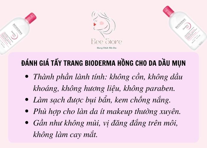 review bioderma tẩy trang hồng