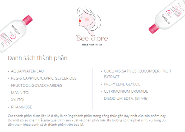 thành phần của tẩy trang bioderma màu hồng