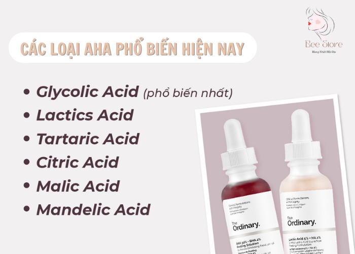 Các loại AHA phổ biến hiện nay