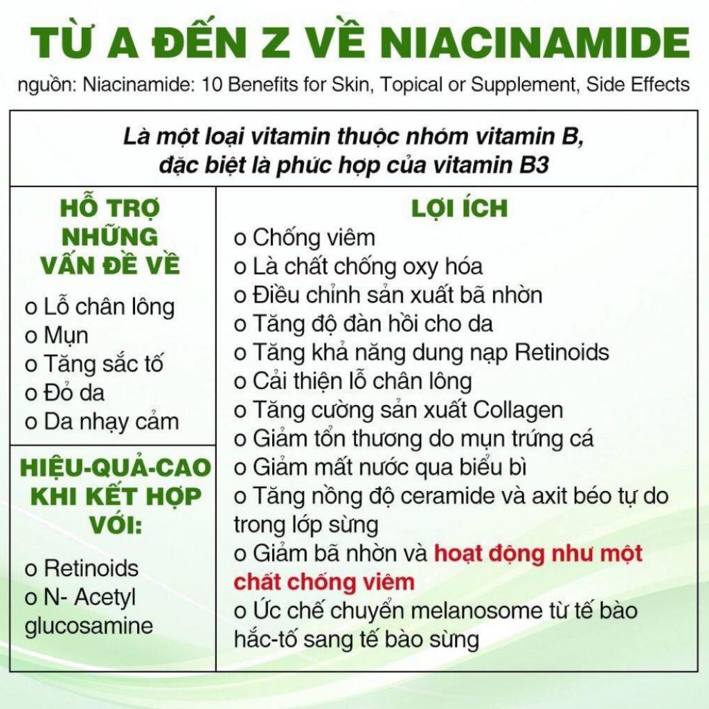 serum niacinamide có tác dụng gì